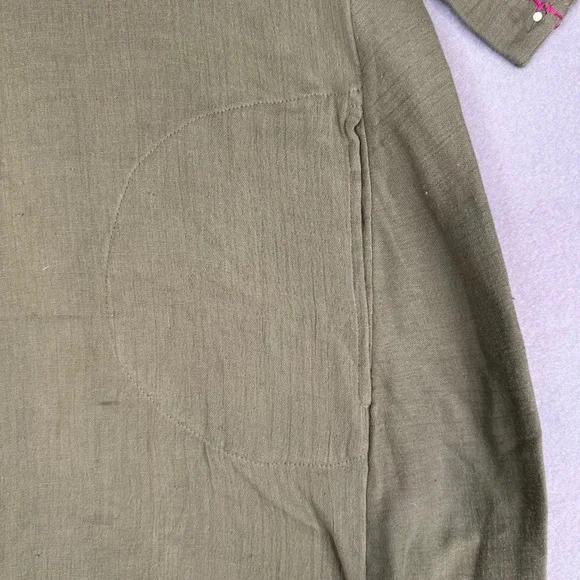 Soft Surroundings Embroidered Tunic Dress Olive Green Tassel Detail Women Large - Picture 8 of 14